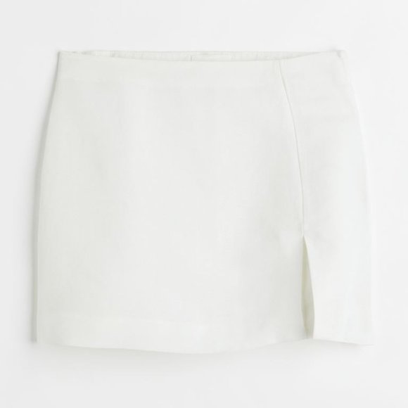{H&M} Linen Blend Mini Skirt with Slit - Picture 1 of 9